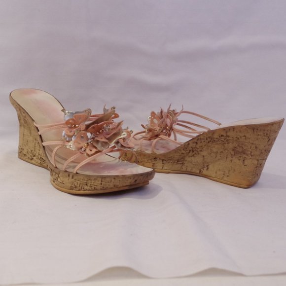 Mila Paoli Cork Wedge Butterfly Slides- Sz. 39/8.5 - Picture 6 of 6
